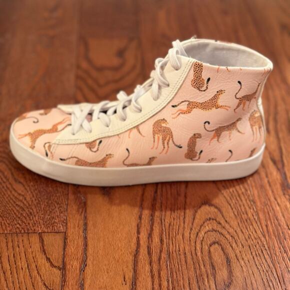 OTBT Women's 7 Hologram High Top Sneakers Cheetah Leather Sustainable Washable - Picture 11 of 11